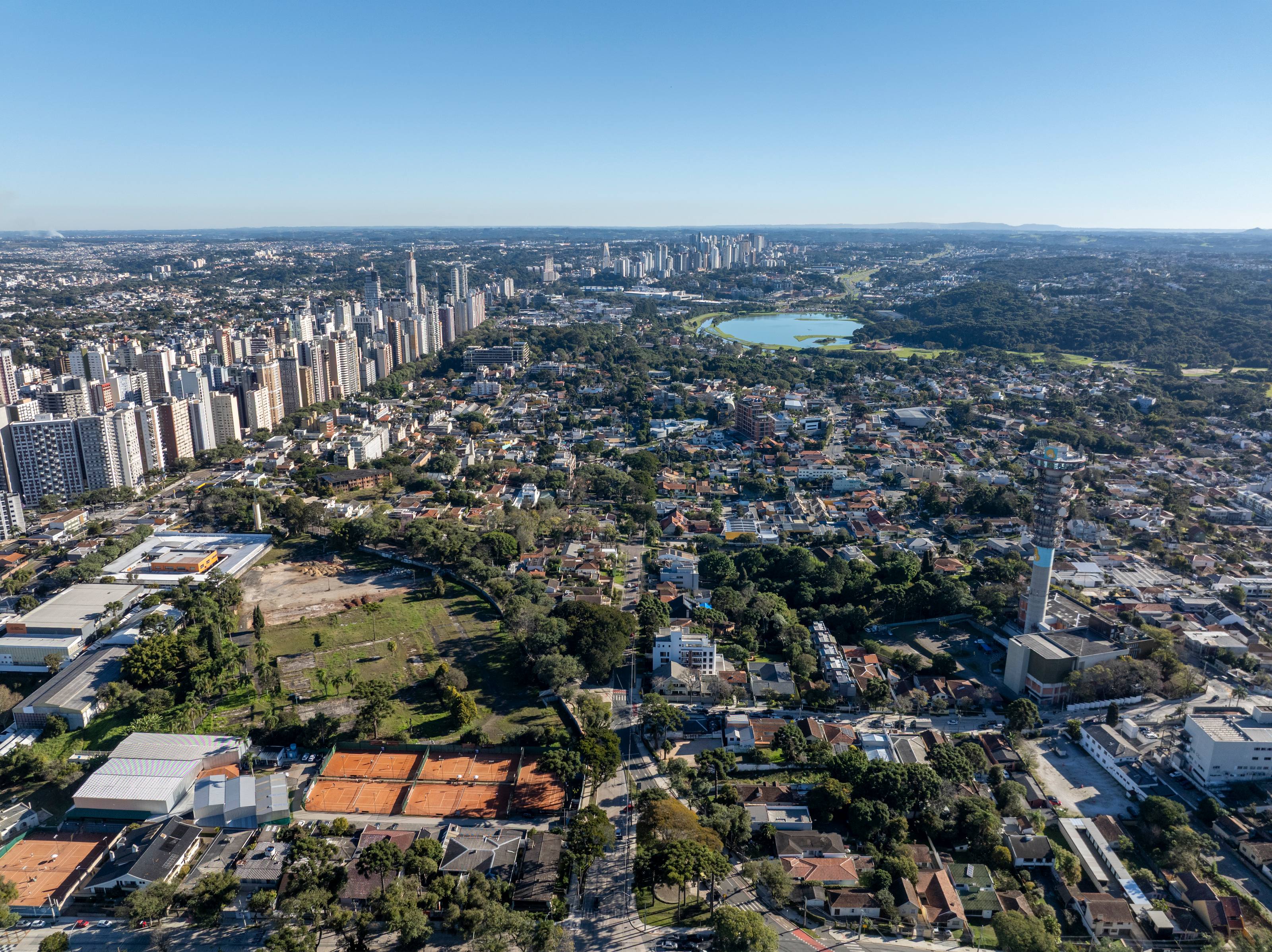 Vista aérea do Mercês, em Curitiba, região onde fica o Quinta