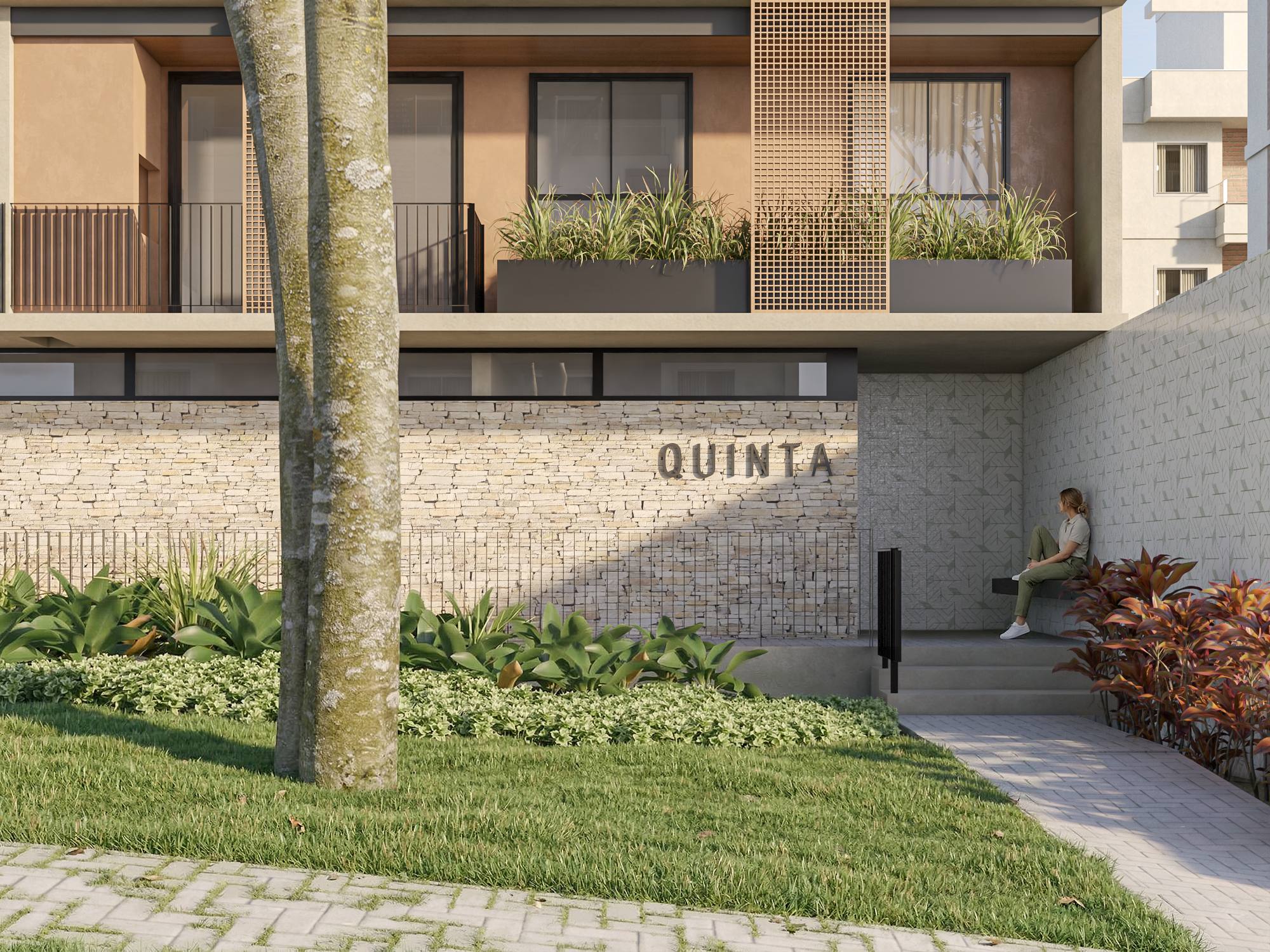 Fachada do Quinta, residencial da Sicuro no Mercês, em Curitiba